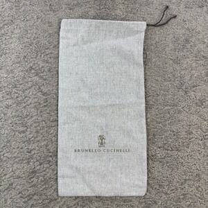 Brunello Cucinelli Grey Linen Drawstring Dust Bag Logo Storage‎ Pouch 8x15